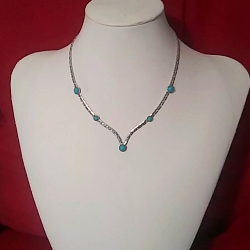 Silver and turquoise necklace